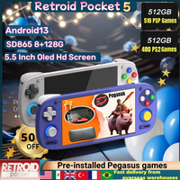 Retroid Pocket 5 Rp5 Retro Handheld Game Video Player Console 8+128G 5.5 Inch OLED HD Screen Android13 Bluetooth 512G PSP PS2