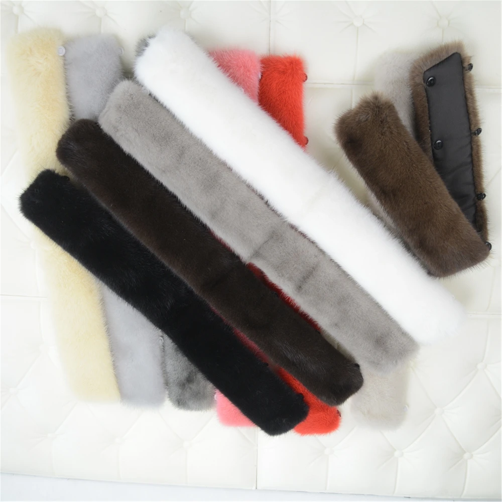 Bla Whole Skin Mink Fur Collar ex Stand Collar Inner Collar for Coats And Jaets ay White Mink Fur Collar