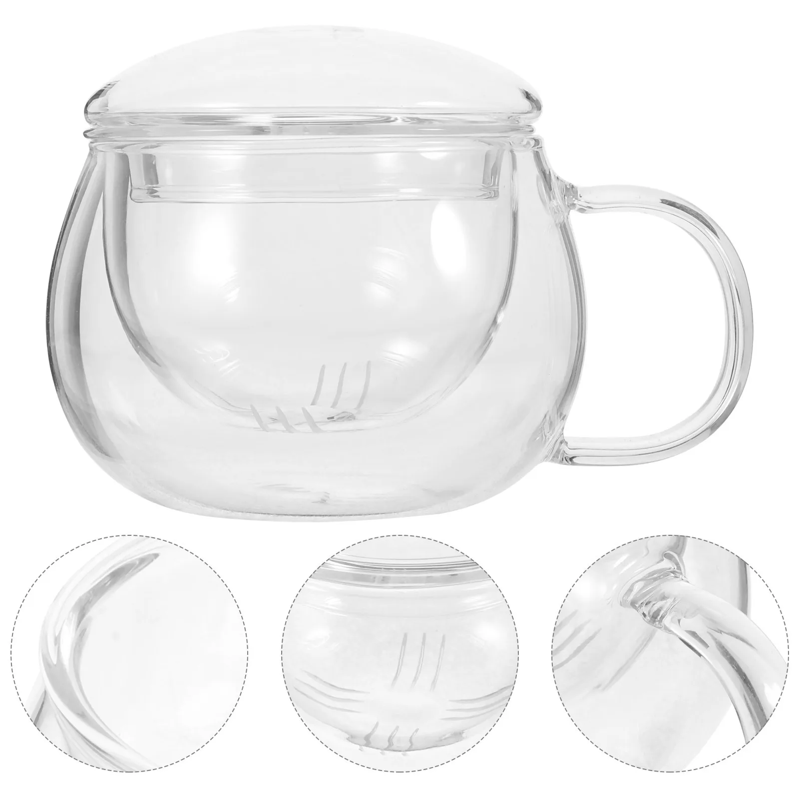 

1Set Glass Tea Cup with Infuser and Lid Heat Resistant Sturdy Craftsmanship Smooth Lines Elegant Design for Tea Coffee Gift Home