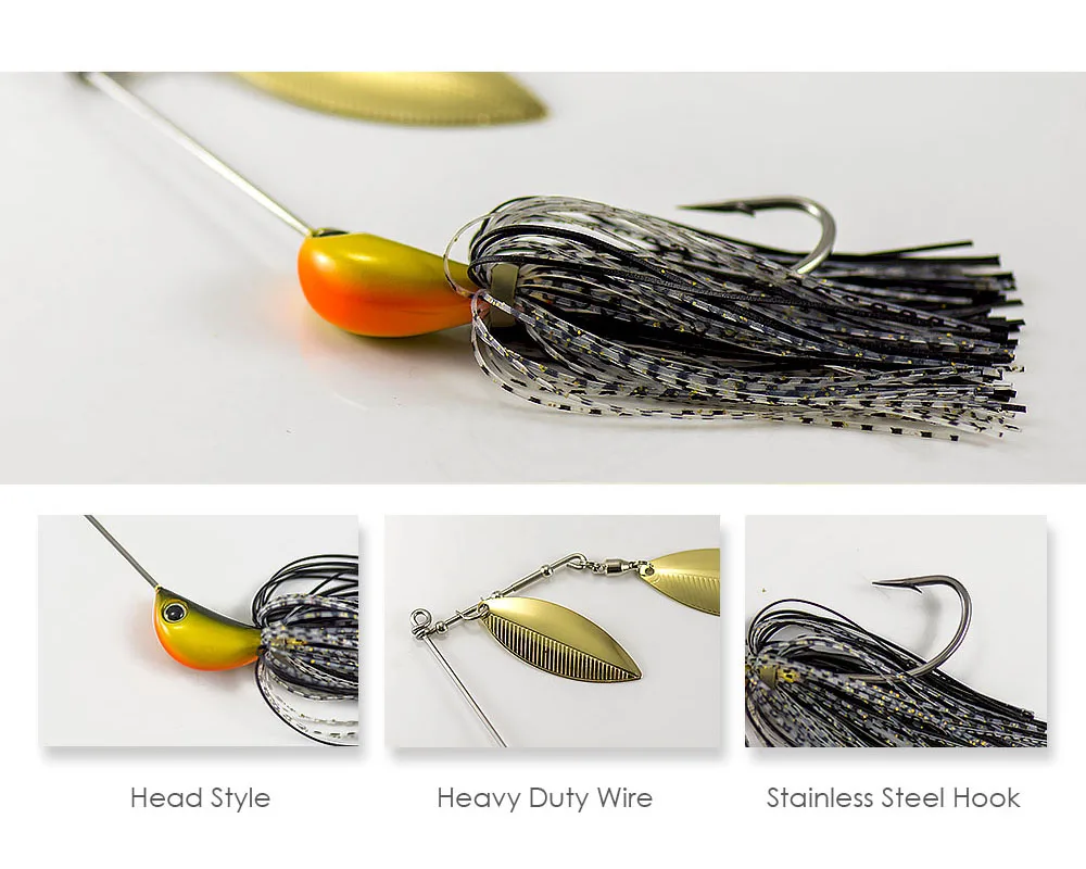 COUNTBASS 3/4oz Heavy Duty Spinnerbaits mit 6/0 Haken, Drahtköder mit Silikonröcken, Barsch-Angelköder – Detail 8