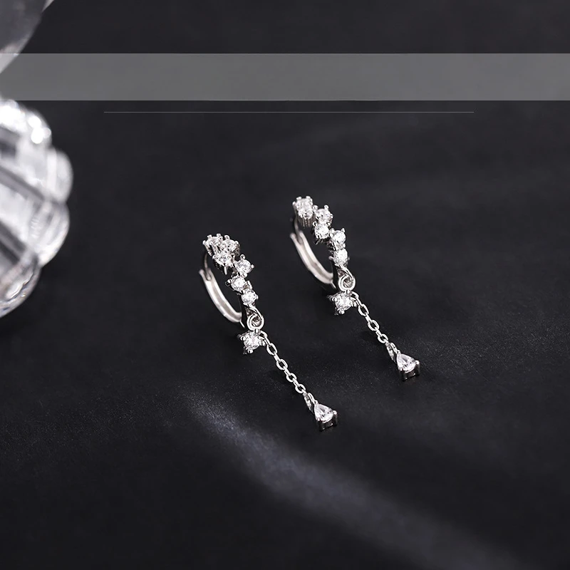 

925 Sterling Silver hoop Earrings Temperament Inlaid Zircon for Women Wedding Jewelry Accessories