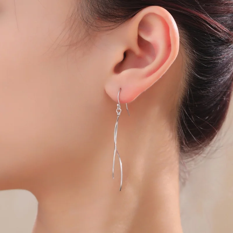 Korean Version Ins Style Line Tassel Earrings, Minimalist, Personalized, Fashionable, Exquisite, Wholesale of First Accessories
