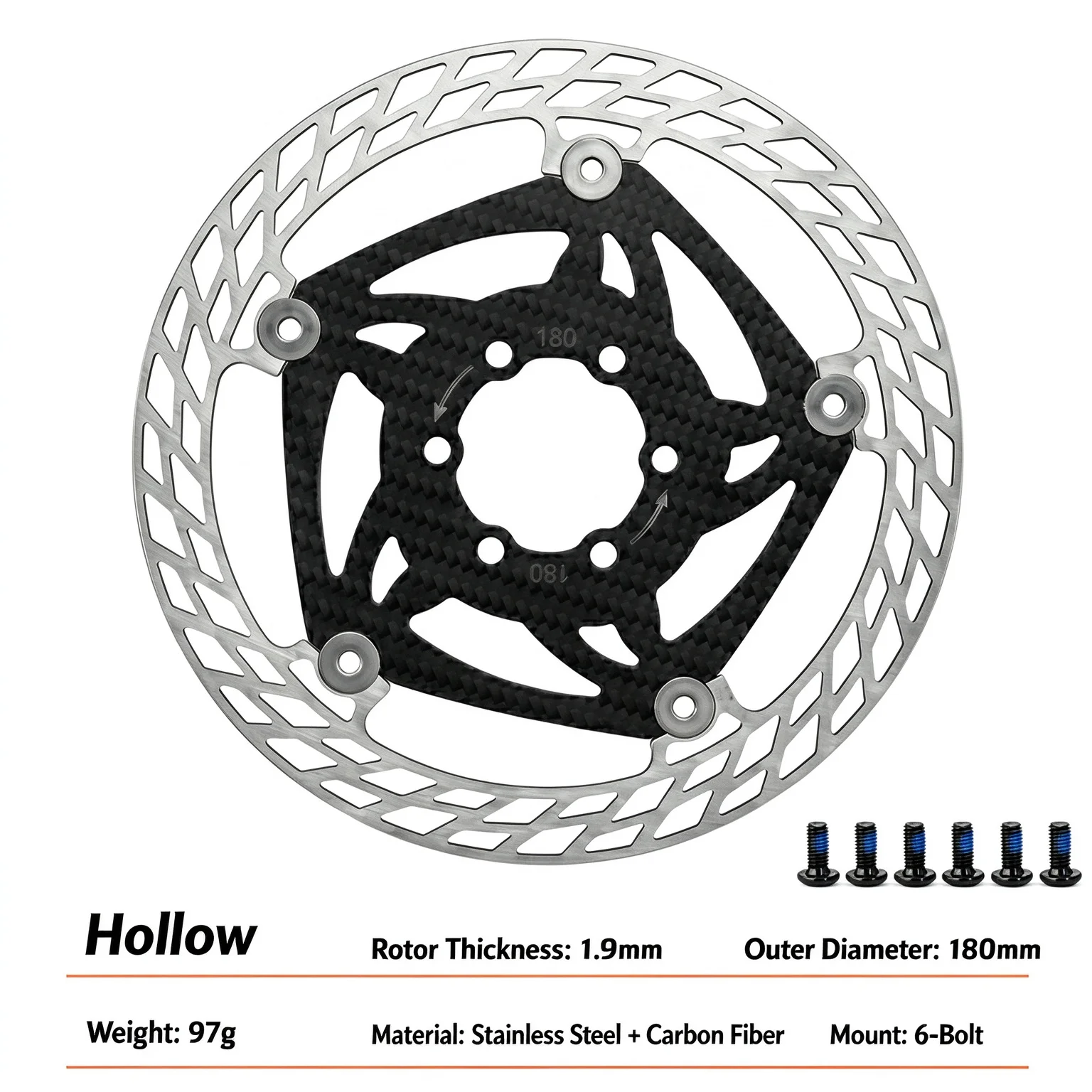 Disc Brake Rotor Road Bike 6-Bolt Floating Disc Brake Rotor Ultralight Carbon Fiber Heat Dissipation 140/160/180mm
