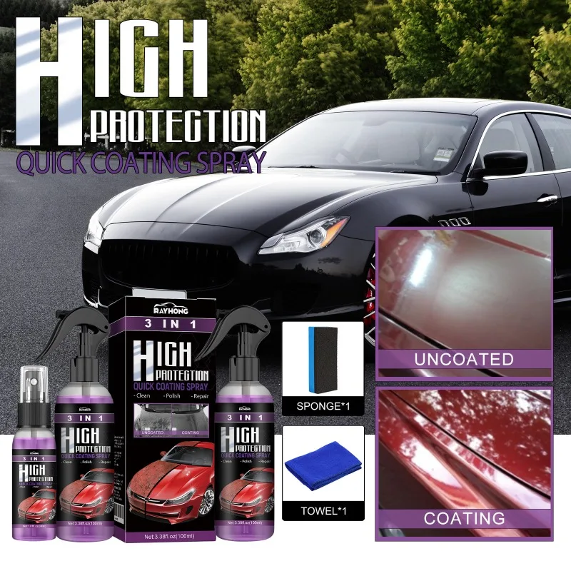 3 in 1 High Protection Rapid Auto Coating Spray Hand Operated Paint Recolor Cleans Surfaces Forms Protective Film for Vehicle