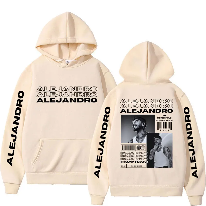 Penyanyi Rauw Alejandro Album Todo De Ti Hoodie pria, Hip Hop Vintage gaya Gotik lengan panjang longgar pakaian jalan