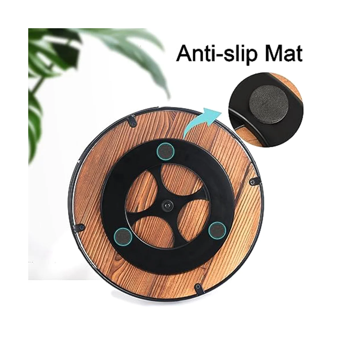 กล่องเก็บจานหมุนไม้กันลื่นสำหรับตู้, ตู้กับข้าว, เคาน์เตอร์ครัว, ตู้เย็น, ชั้นวางเครื่องปรุง, สีดำคาร์บอน