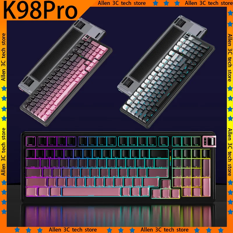 Original Kzzi K98Pro 기계식 키보드: 무선 블루투스 3모드 RGB 가셋 저지연 게이밍 키보드 리뷰
