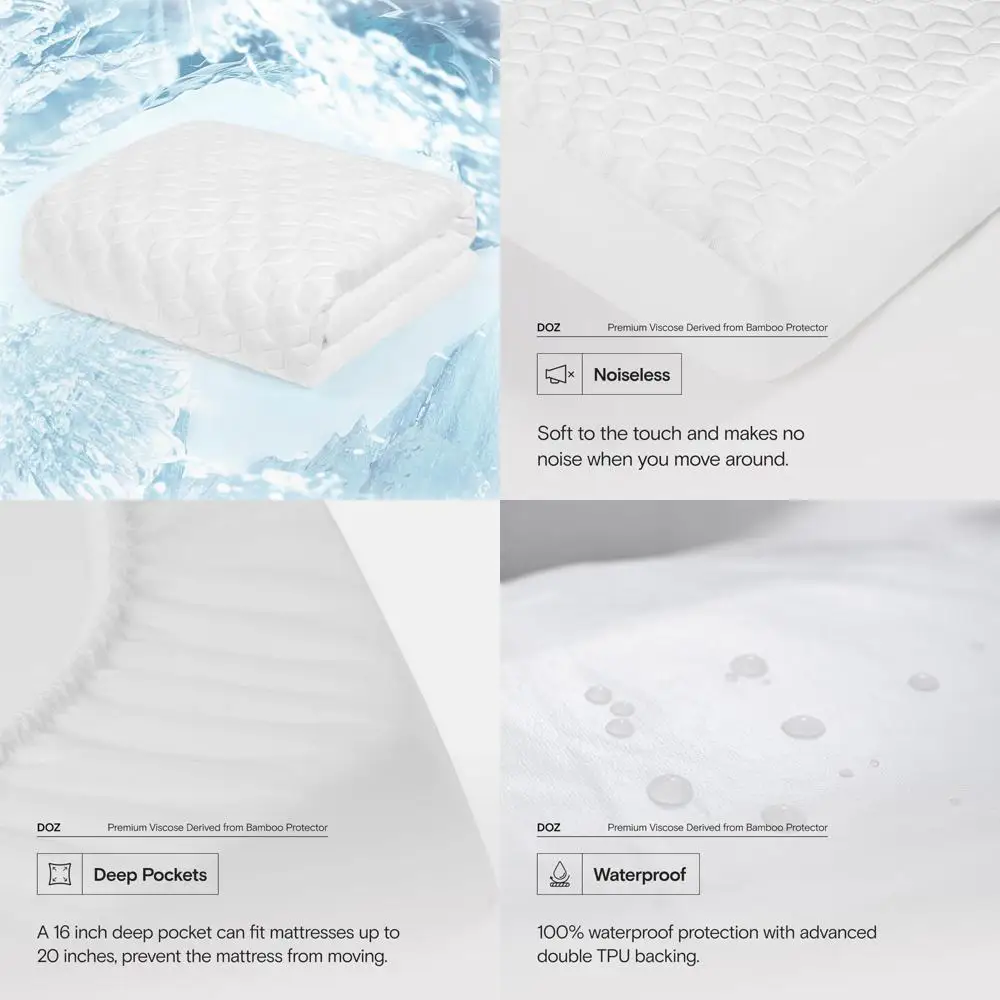 

Bamboo Viscose Mattress Protector, 3D Air Fabric Cover, Waterproof, Cooling, Ultra Comfort