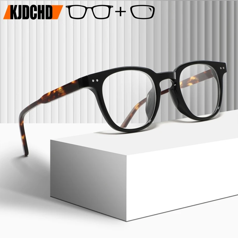 KJDCHD Retro Round Men and Women Optical Prescription Anti-reflective Myopia Hyperopia Progressive Formula Eyeglasses 8901