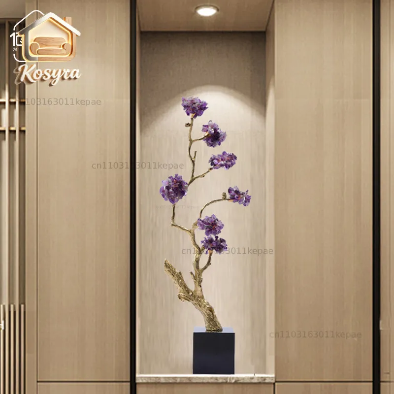 Entry entrance Amethyst fortune tree vertical height ornament high-end sense living room light luxury atmosphere home crafts