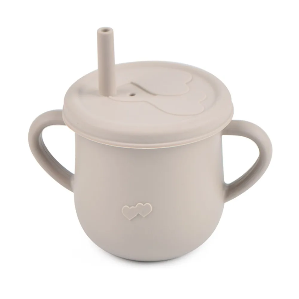 

New Anti-Hot Baby Feeding Cups Leakproof Snacks Silicone Cups with 2 Handles Drinks Sippy Cup