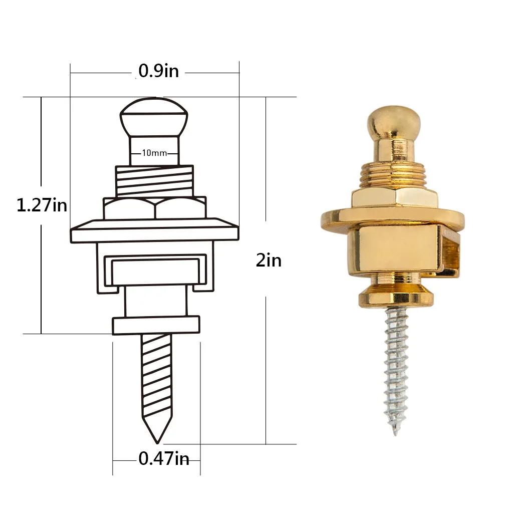 2Pcs Guitar Bass Strap Lock Skidproof StrapLock Locking Pegs Pins,Guitar Strap Buttons Pins Metal End Guitar Accessories(M-size)