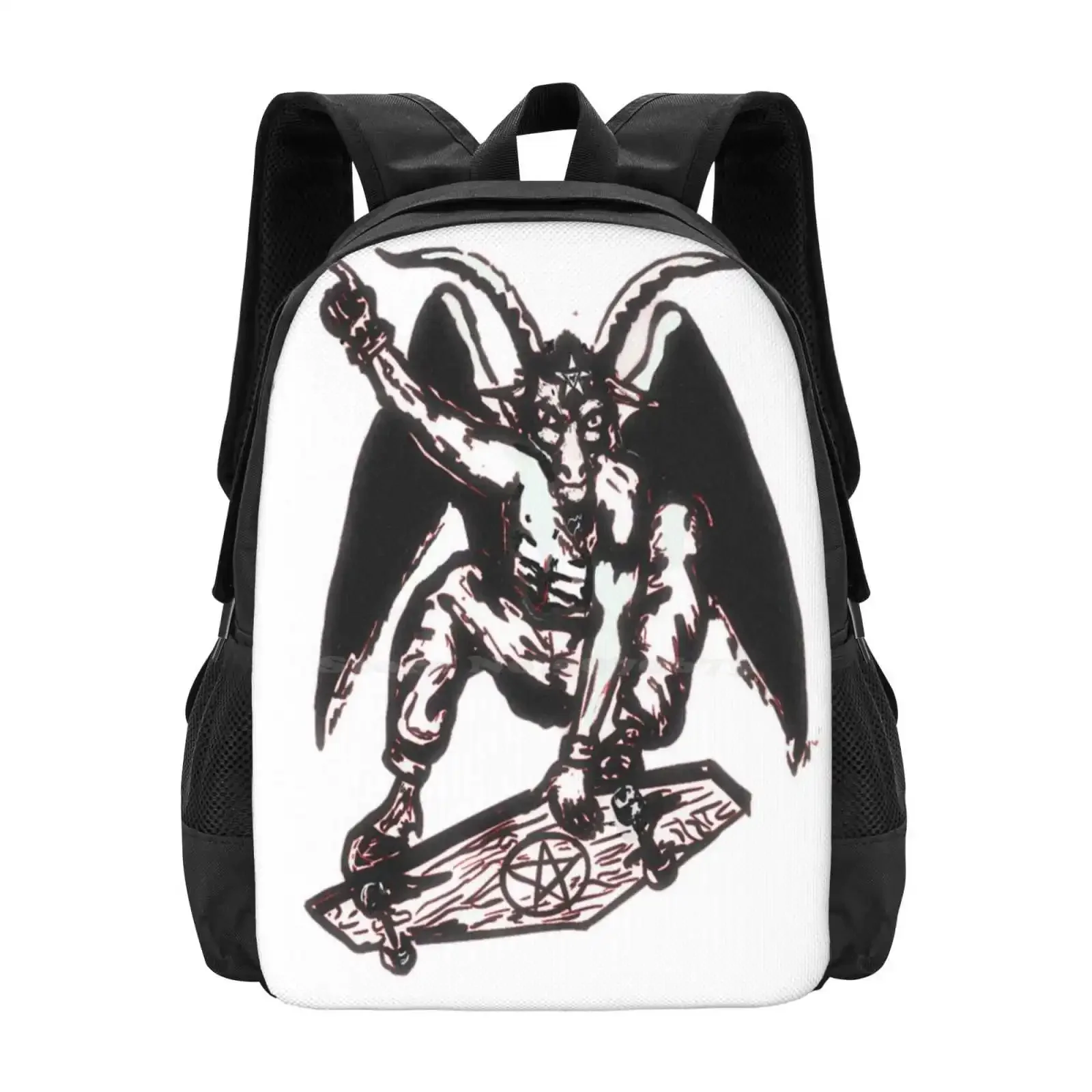 

Baphomet Skateboard Hot Sale Schoolbag Backpack Fashion Bags Baphomet Skateboarding Satanic Goat Wings Devil Skater Skating