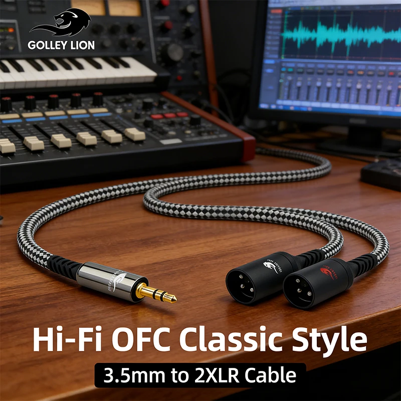 3.5 Mm Jack To XLR Audio Cable TRS Stereo Male To Male Dual XLR Splitter for Mixer Speakers Amplifiers