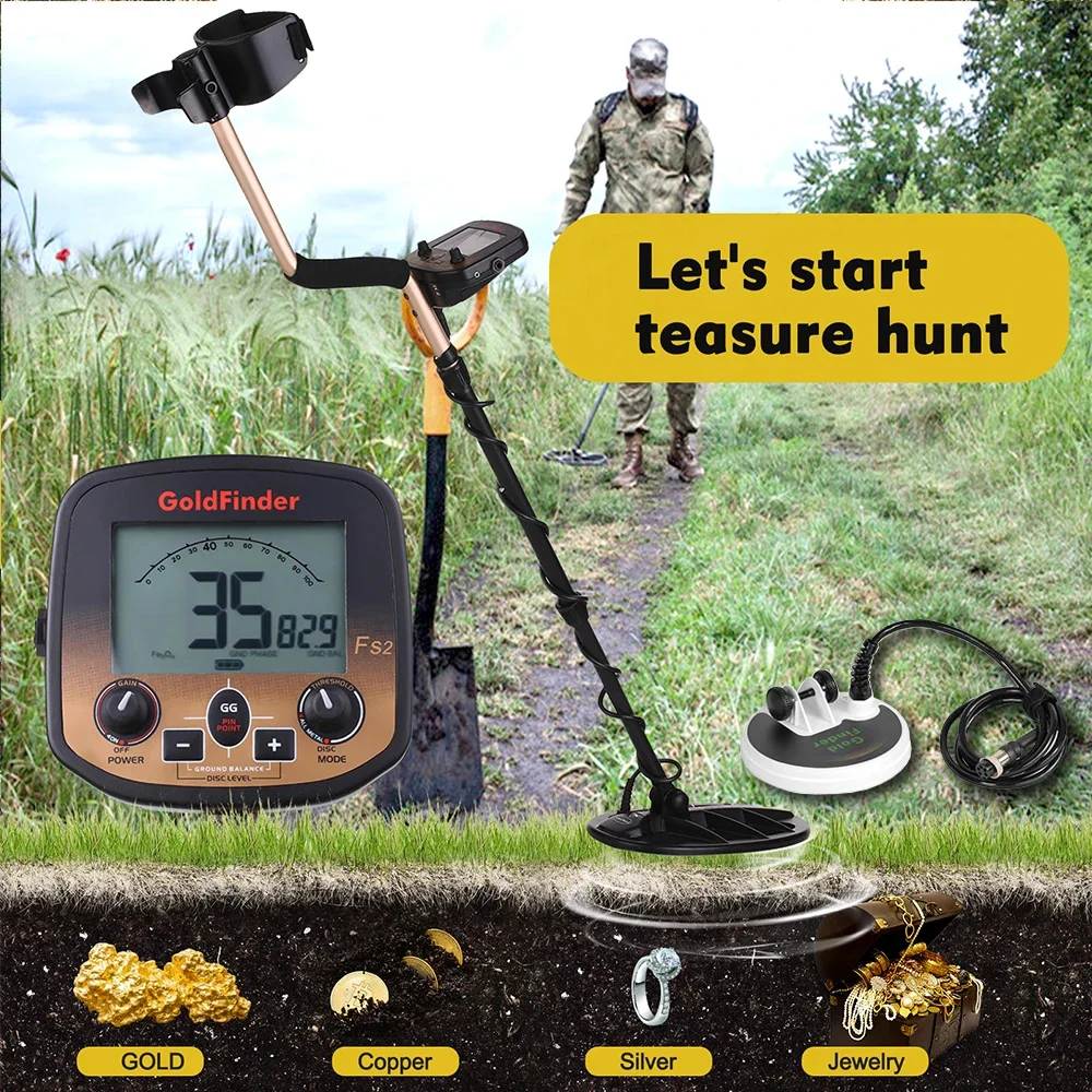 FS2 Underground Metal Detector High Sensitivity 11'' and 5'' Coils Treasure Finder Precise Locator Metal Detector Professional