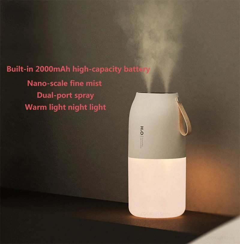 

Portable Smart Humidifier USB Aroma Diffuser Atomizer Home Car Silent Diffuser with Atmosphere Light Double Mouth Spray