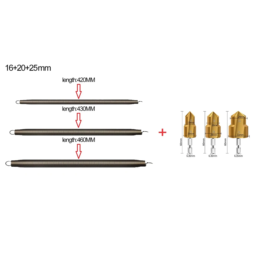1set Wire Tube Spring Bender PVC/PPR Step Drill Bit Lifting Drill Bit Manual Pipe Threader For Leaking Water Pipe Tool Repair