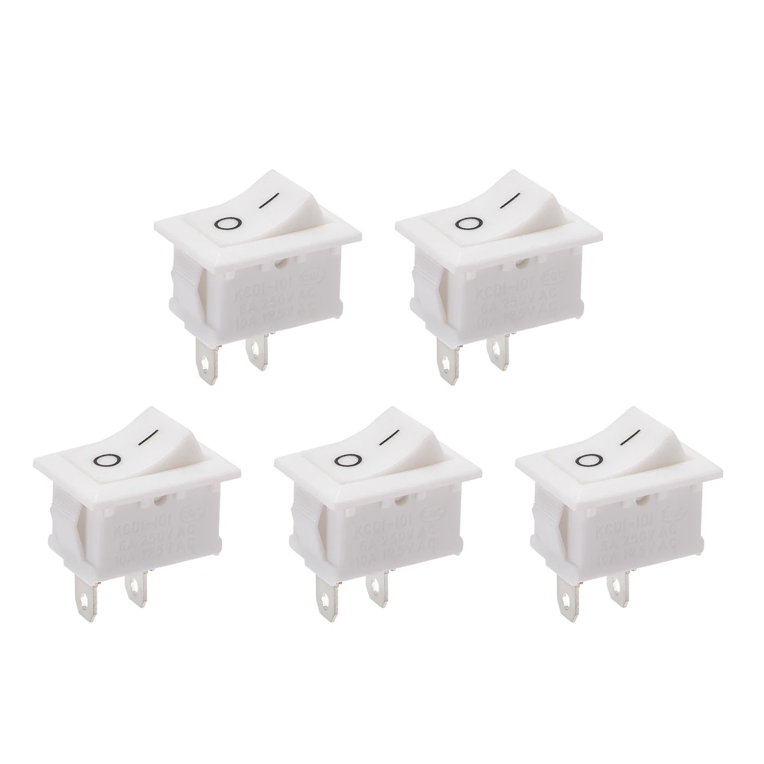 

UXCELL 5Pcs SPST 2 Position On/Off 2Pin Boat Rocker Switch Toggle AC 250V/6A 125V/10A for Boat Household Appliances Snap White