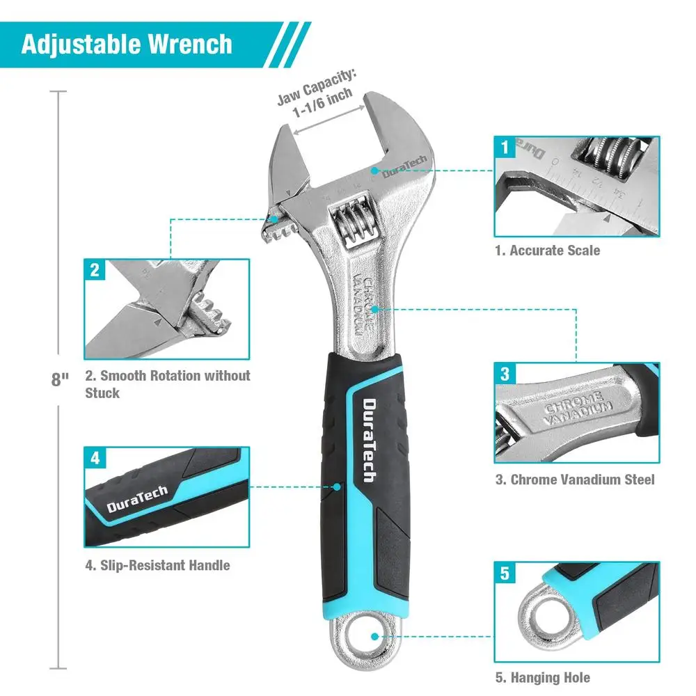 Set di pinze forgiate professionali da 8 pezzi Chiave regolabile per giunto scanalato con custodia rotante