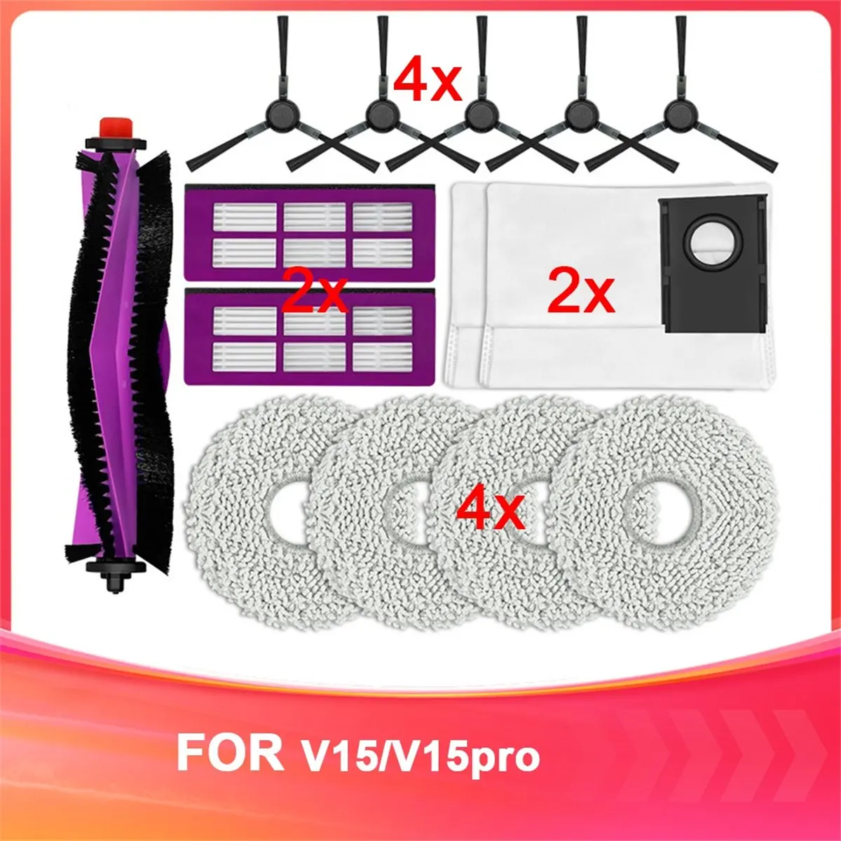 

B46C Подходит для робота-пылесоса Midea V15/V15pro: основная роликовая щетка, боковая щетка, фильтр HEPA, салфетка для уборки