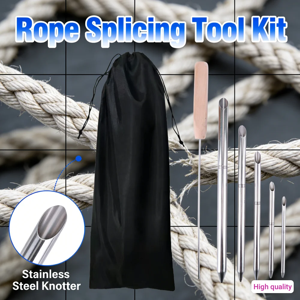 

Набор инструментов для склеивания веревок 0.24, 0.31, 0.39, 0.47, 0.59 дюйма и 1 шт. штепсель для быстрого восстановления и соединения двойной плетеной веревки