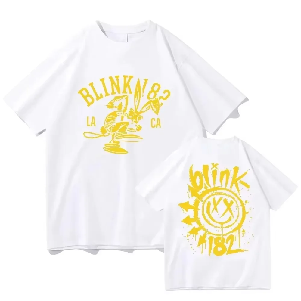 2026 New Unisex Blink 182 Band T Shirt Double Sided Print Short Sleeve Vintage Street Casual Tops Fashion Tee For Rock Fans