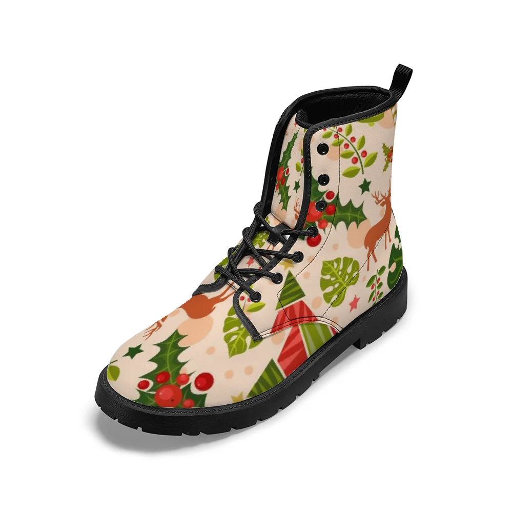 

Christmas reindeer print mid-calf boots for men and women, perfect for autumn and winter.
