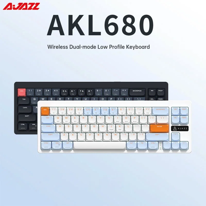 AJAZZ AKL680 65% Mechanical Gaming Keyboard Ultra-slim Wireless 2.4G Bluetooth 5.1 Low Profile Keyboard for Mac Windows Laptop