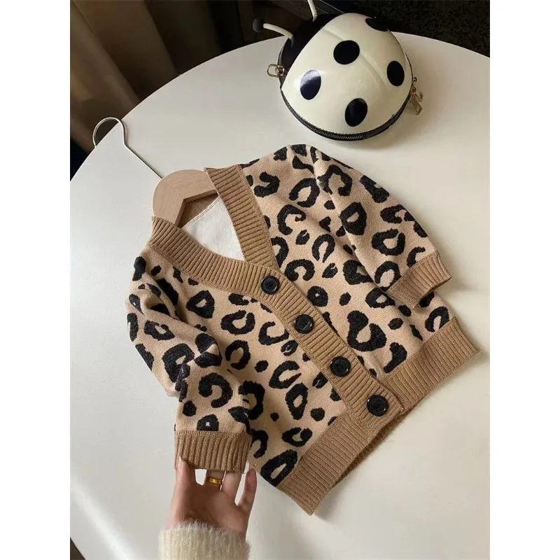 UNITIM 2026 Herbst Winter Kinder Baby Jungen Strickwaren Kinder Jungen Leoparden-Pullover Mäntel Retro 2-10 Jahre Kleinkind Säugling Jungen Strickjacke – Detail 10