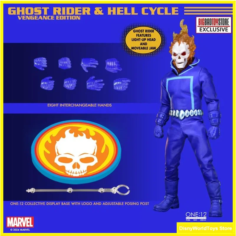 

100% оригинал Mezco TOYZ Ghost Rider 1/12 Коллективный Ghost Rider Hell Cycle в наличии Аниме Фигурки Коллекция Модель игрушки