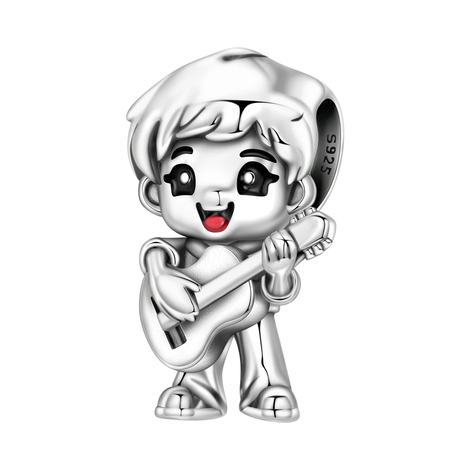 

MISEFF S925 Sterling Silver Charm Character Image Boy Playing Guitar Bead For Original Bracelet DIY Jewelry Making Gift﻿