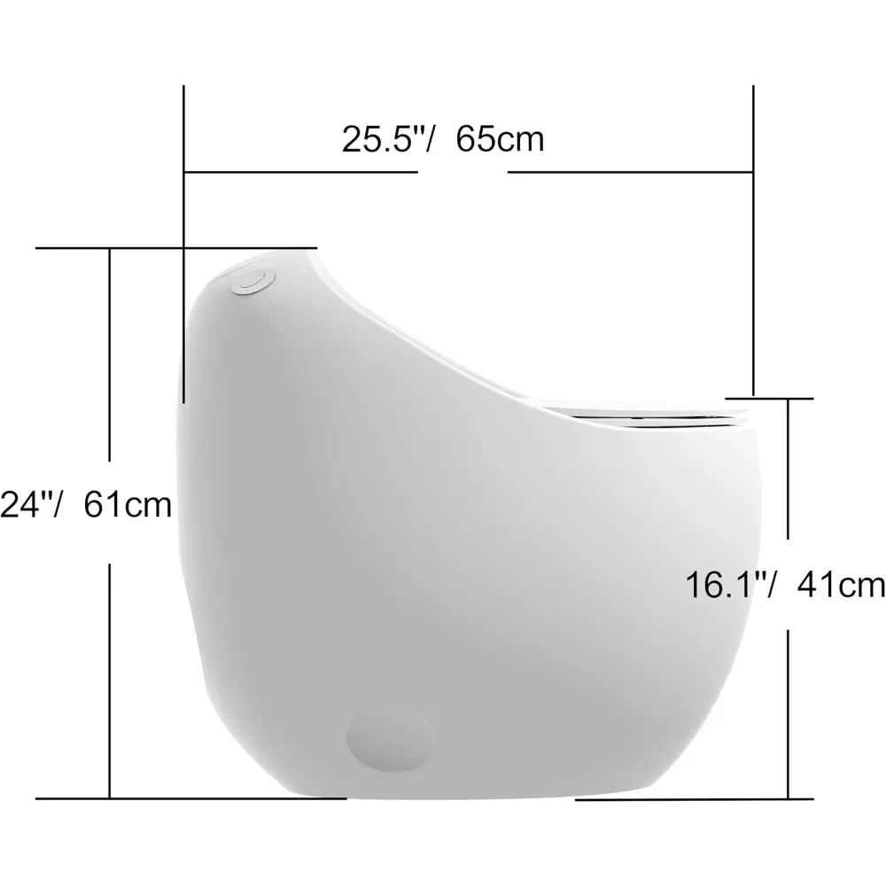 

Modern Egg-Shaped Smart Toilet with Soft-Closing Seat, Bidet Function & Dual Flush (1.28 GPF), Chair Height C
