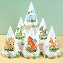 Jungle Dinosaur Theme Party Paper Hat Birthday Party Decorations for Kids Boys Cartoon Animal Party Caps Birthday Supplies