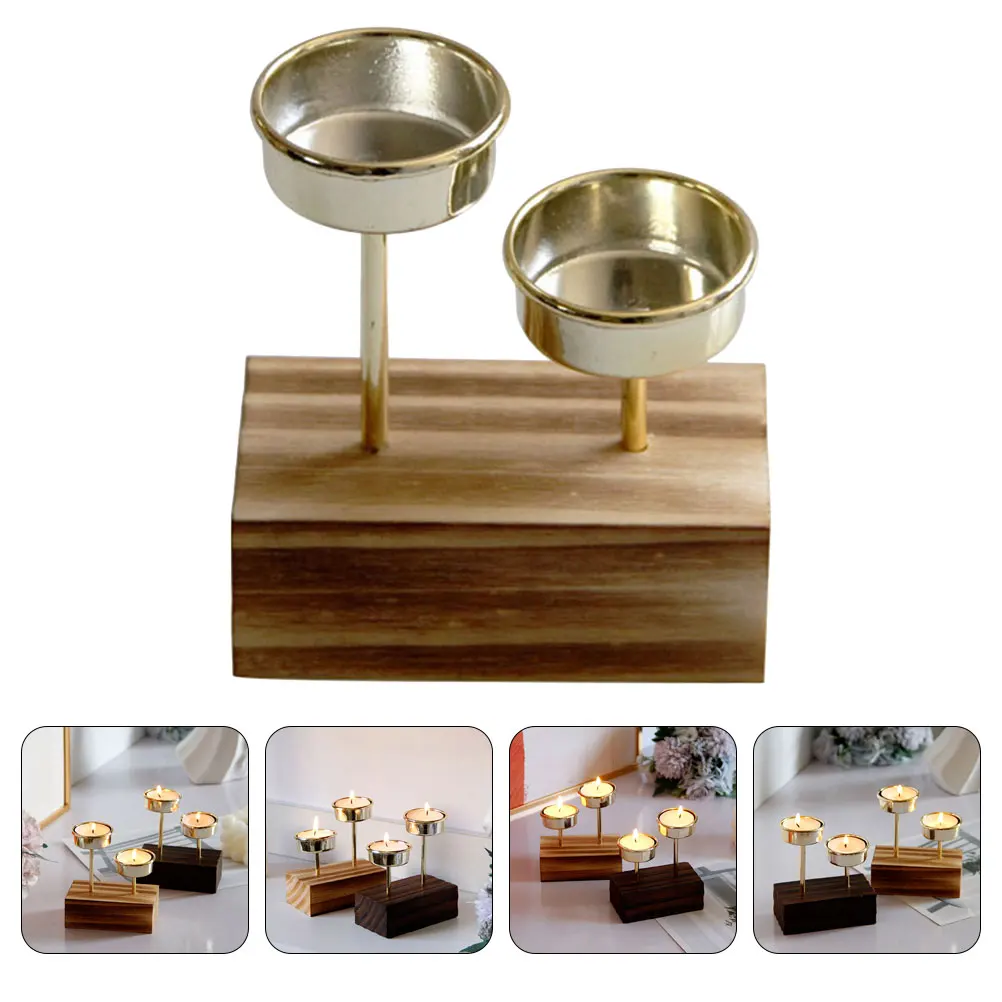 

Wooden Holder Restaurant Candlestick Household Room Vintage Decor Stand Jar