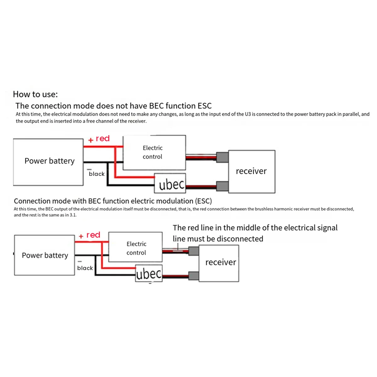 3A ตัวรับสัญญาณ FPV 2-5S สำหรับเครื่องบิน RC ตัวควบคุมแหล่งจ่ายไฟฟ้าภายนอก (UBEC) โมดูลควบคุมการก้าวลง5V