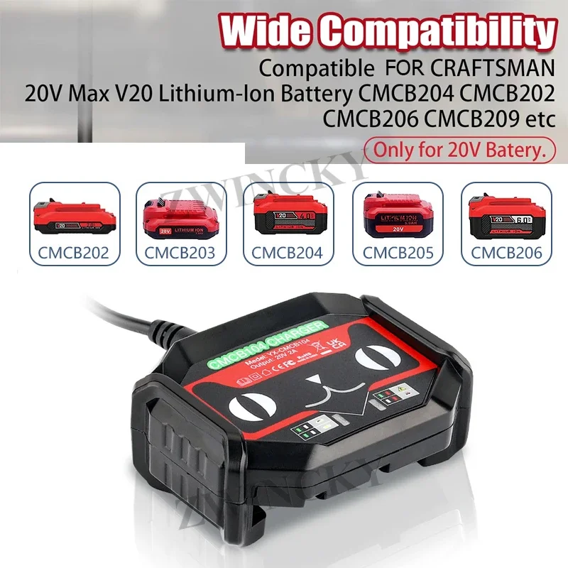 

For Carftsman Split Battery Charger 20V Power Tools Li-Ion Batteries 2A 12W Chargers CMCB201 CMCB202 CMCB203 CMCB204 CMCB205