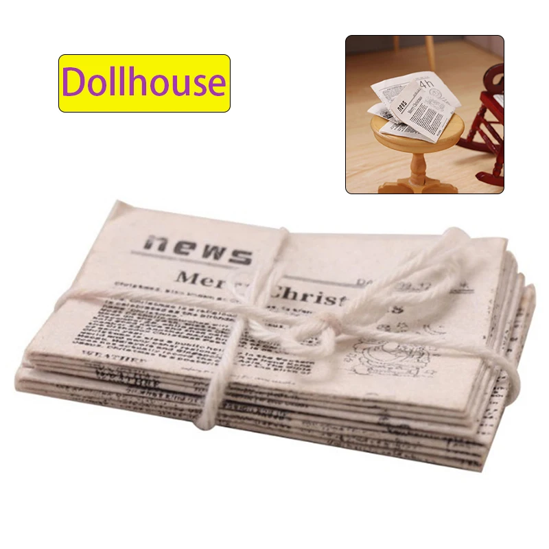 1Set 1/12 Puppenhaus Miniatur Retro Zeitung Set Simulation Bücher Zeitschriften Modell Spielzeug Home Möbel Puppenhaus Zubehör