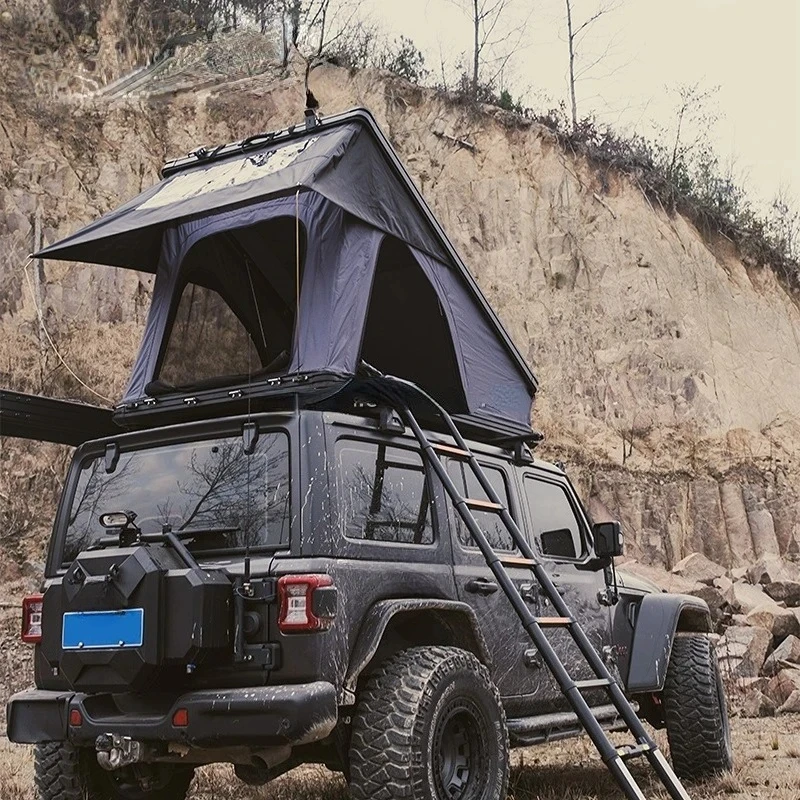 Hard Shell Aluminum Car Roof Tent with Solar Panel Roof Frame, Waterproof Rooftop Camping Tent