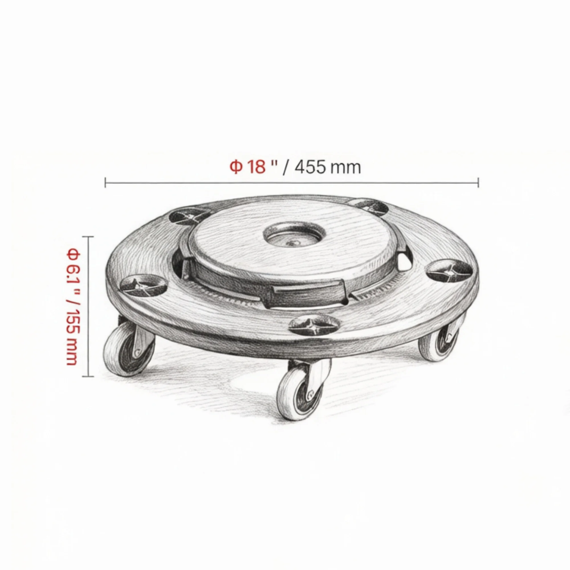  500lbs Heavy Duty Trash Can Dolly (2-Pack), Round Roller Base with 4 Lockable Wheels for 20, 32, 44, 55 Gallon Cans(Excluding Trash Cans)