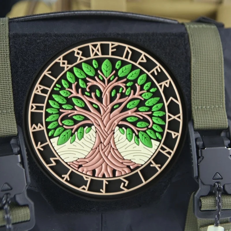 Tree of Life Morale Tactical Patch 3D PVC Hook&Loop Emblem Military Yggdrasil Viking Totem Morale Badge Clothes Backpack Sticker