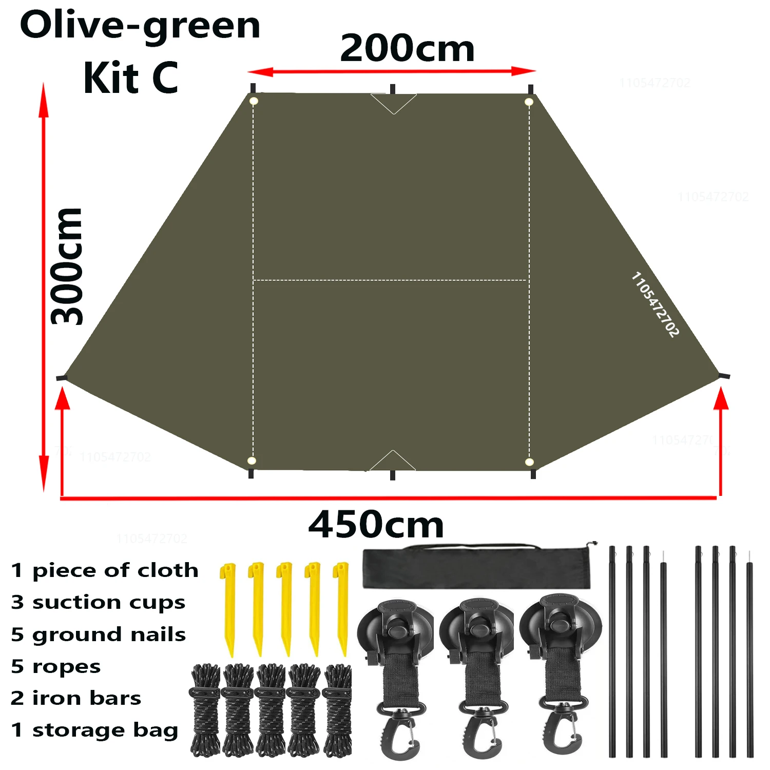 Sonnenschutz-Zelt für Auto-Seitenwand in Fledermausform, Silberbeschichtetes Wasserdichtes Tuch, Wasserdicht, für Outdoor-Camping, SUV-Box-Typ Auto-Heckabdeckung – Detail 21