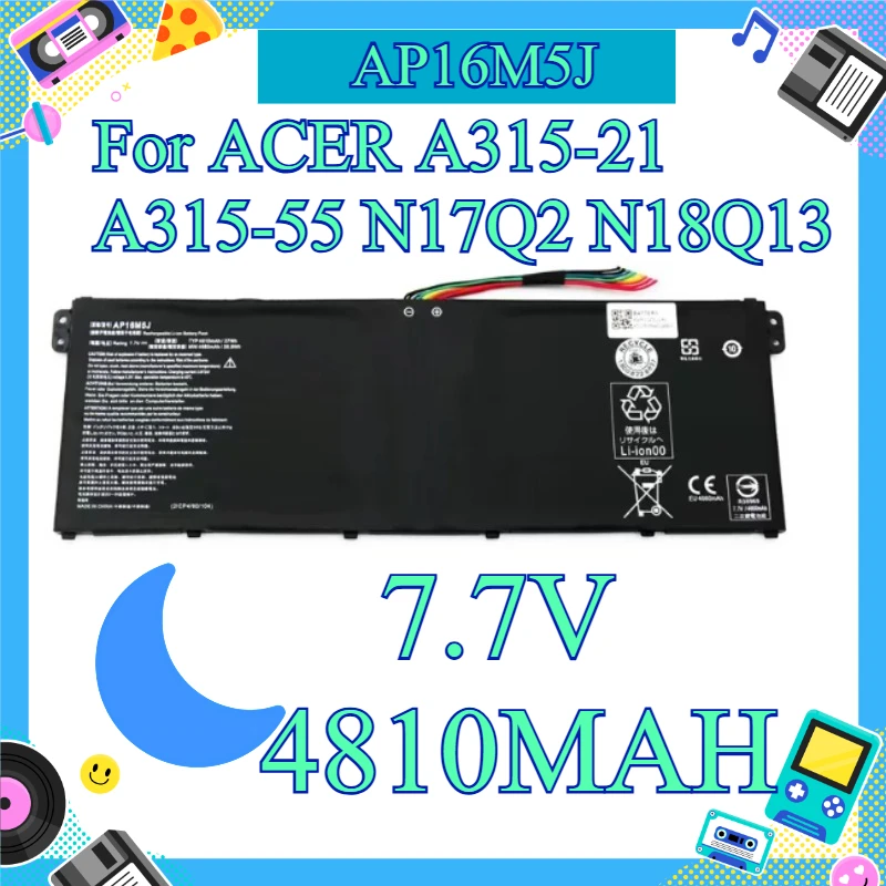 7.7V 4810MAH 35.9WHReplacement Laptop Battery For ACER A315‑21 A315‑55 N17Q2 N18Q13, AP16M5J