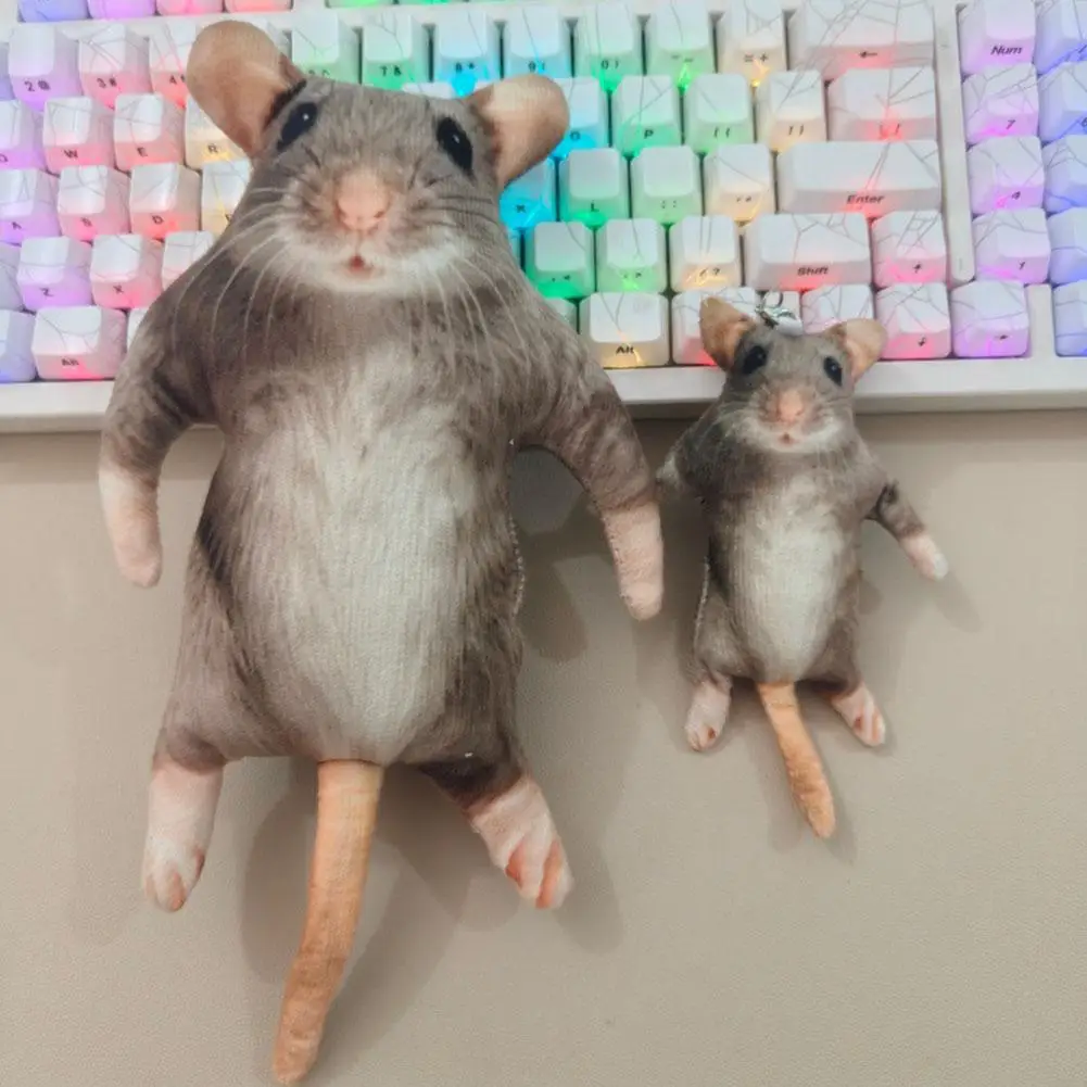Cute Lifelike Mouse Plush Keychain 3D Realistic Rat Stuffed Doll Funny Animal Bag Pendant Ornament Surprise Gift брелок Llavero