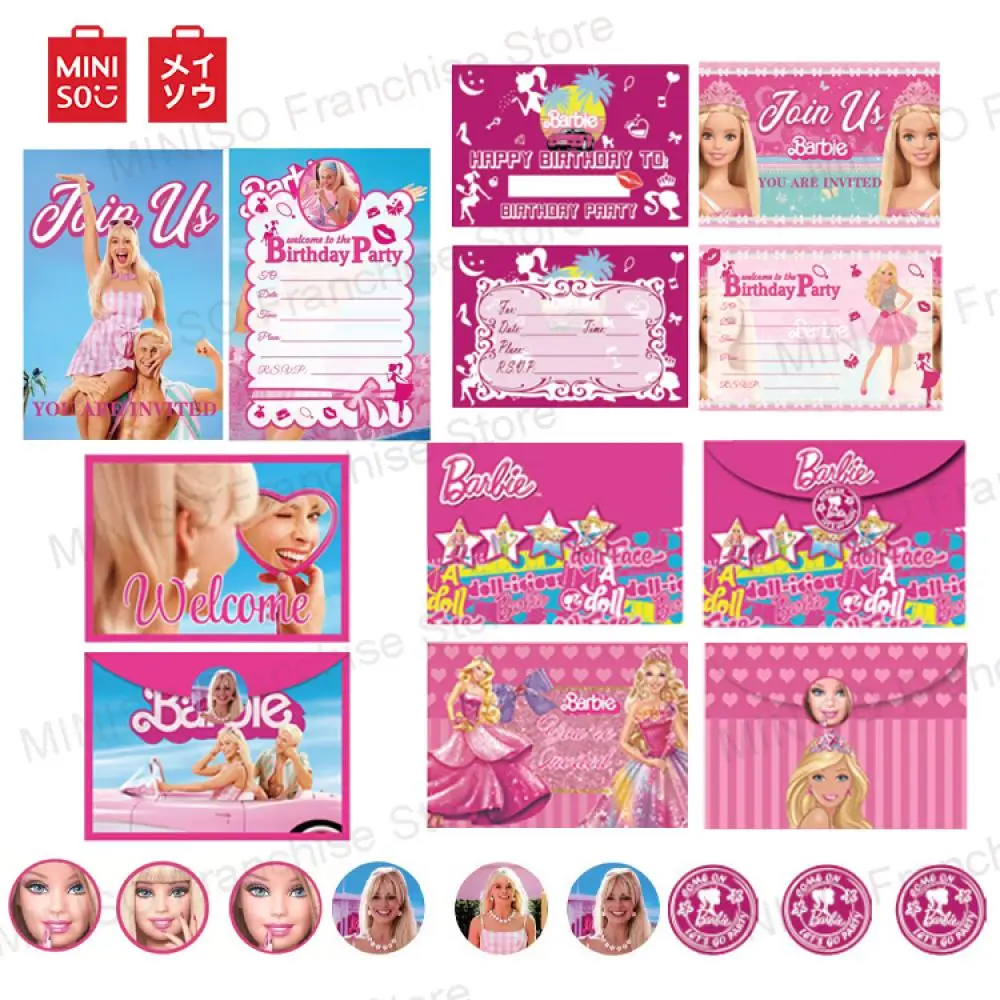 

New Barbie Party Invitation Card Birthday Party Invitation Christmas Invitations Envelope Stickers Message Board Party Supplies