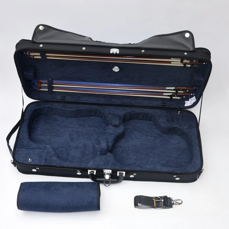 Violin Viola Case Adjustable Double Violins Case Square Box Wood Storage Backpack 4/4 Violin Stringed Instruments Accessories
