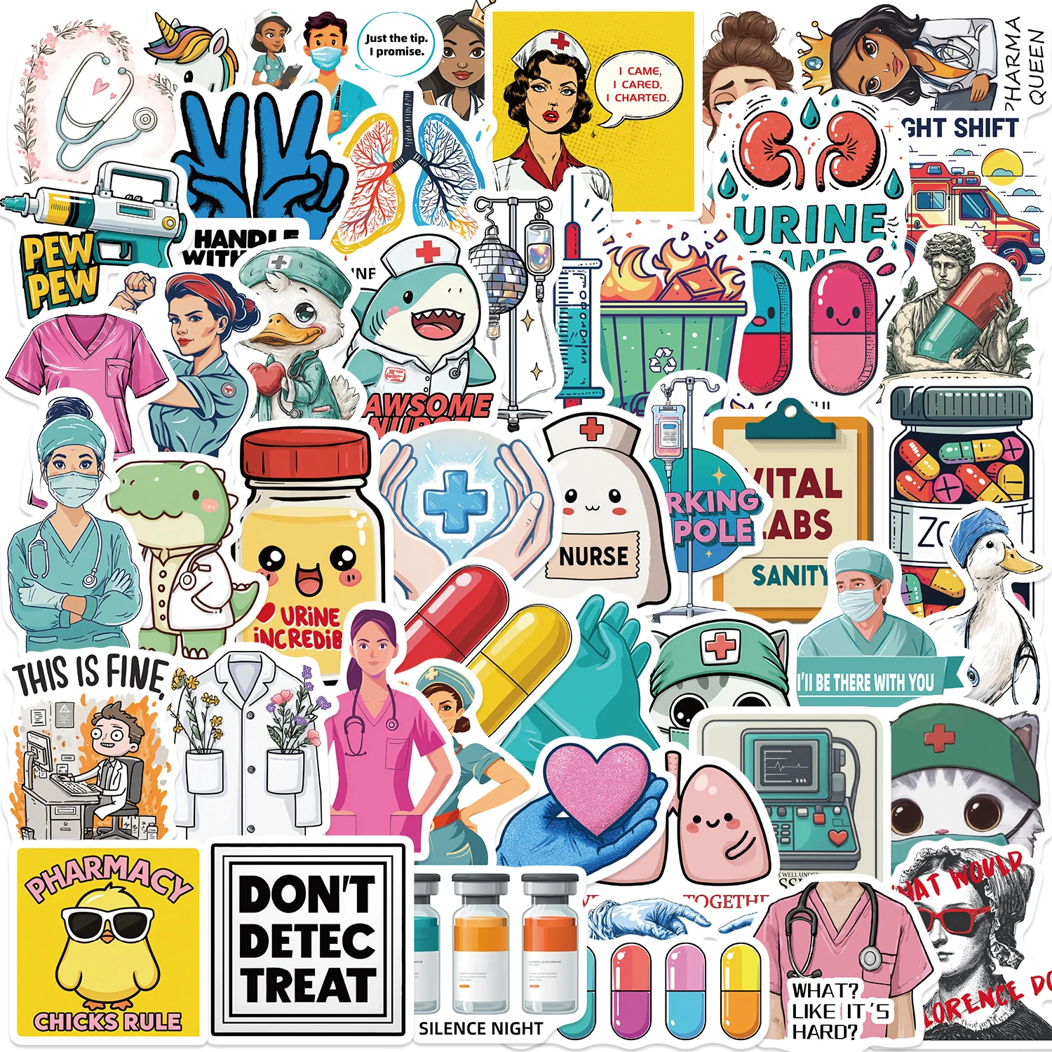 100/50 Stück Cartoon Lustige Medizinische Aufkleber Ästhetische DIY Laptop Gepäck Skateboard Graffiti Aufkleber