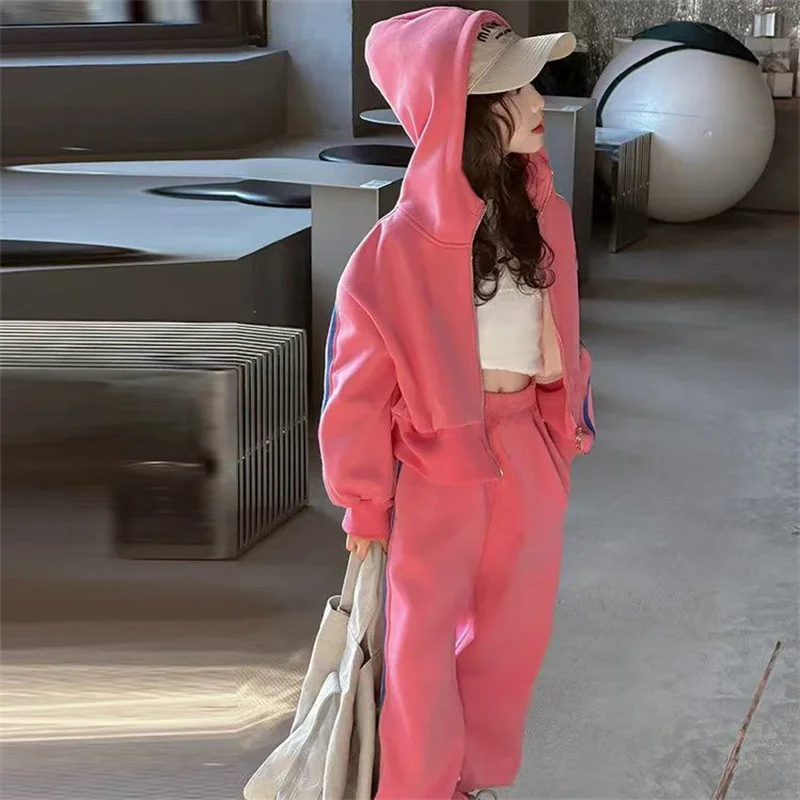 Boys Girls Hooded Sets Children Autumn Hoodie Jackets+Loose Pants Suits New Kids Spring Fashion Tracksuit Teenager 2Pcs Outfits