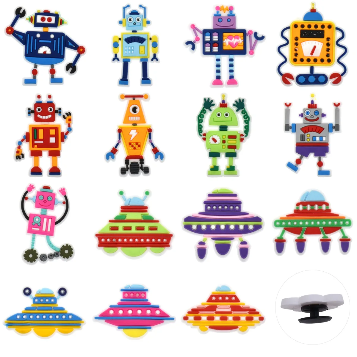 colorful robot PVC shoe Charms Slippers Buckle combination Fit Wristbands accessories Decoration Bands gift unisex party