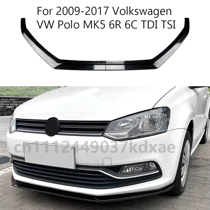

For 2009-2017 Volkswagen VW Polo MK5 6R 6C TDI TSI Bodykits Tuning Gloss Black Front Bumper Lip Spoiler Splitter Diffuser