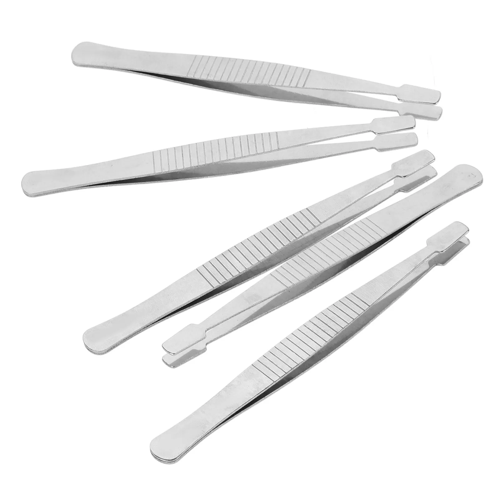 5Pcs Wide Mouth Stamp Tweezers Stainless Steel Multipurpose Lightweight Crafting Eyelash False Lash Applicator Tool